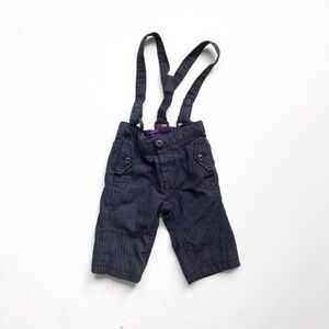 MEXX gray stripe suspender pants EUC 3-6 months